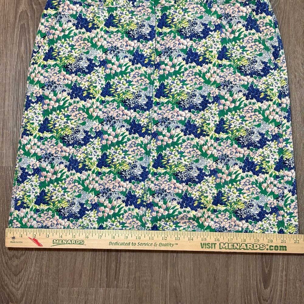 Talbots Floral Print Skirt Womens Sz 10 Pink Green Stretch Cotton Spring Garden​ - Picture 8 of 10